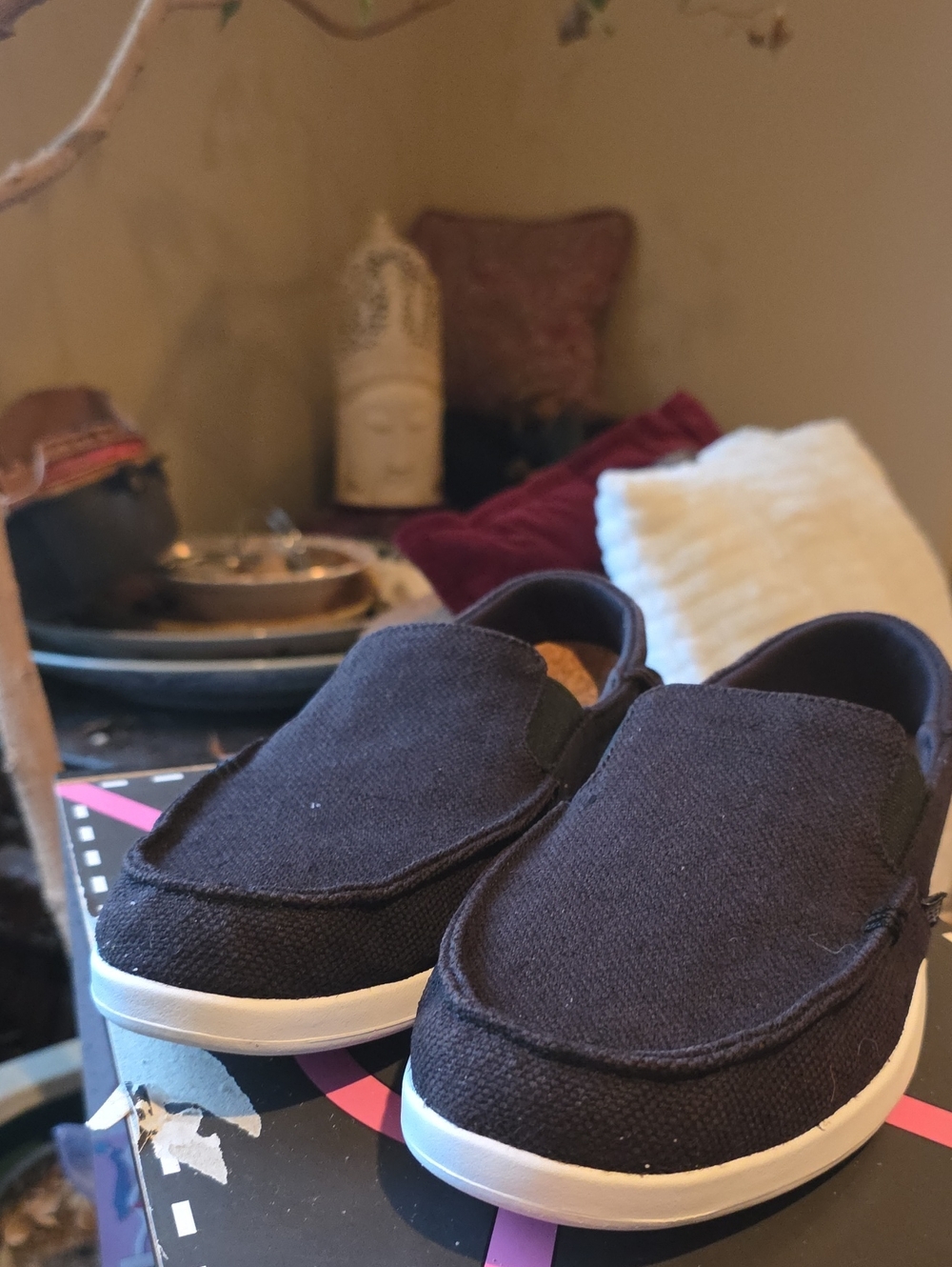 Reef Black Slip-On Moccasins for Women